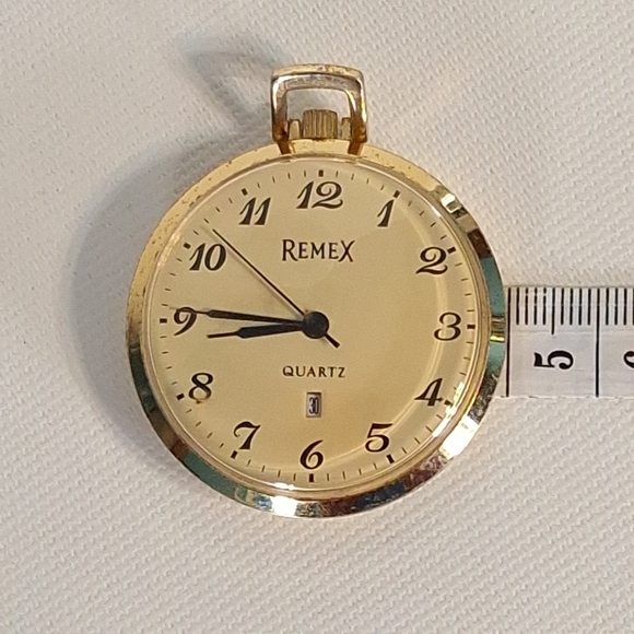 Vintage Remex Gold Tone Open Face Pocket Watch - Picture 6 of 6